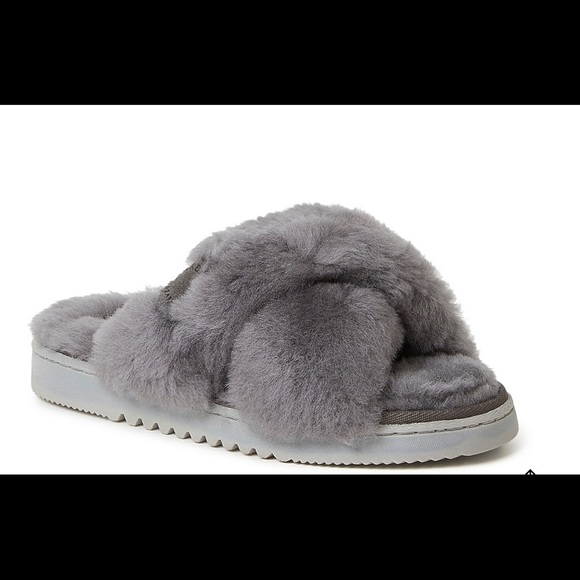 Fireside Grey Fluffy Bed Slippers Size 9 - Picture 1 of 7